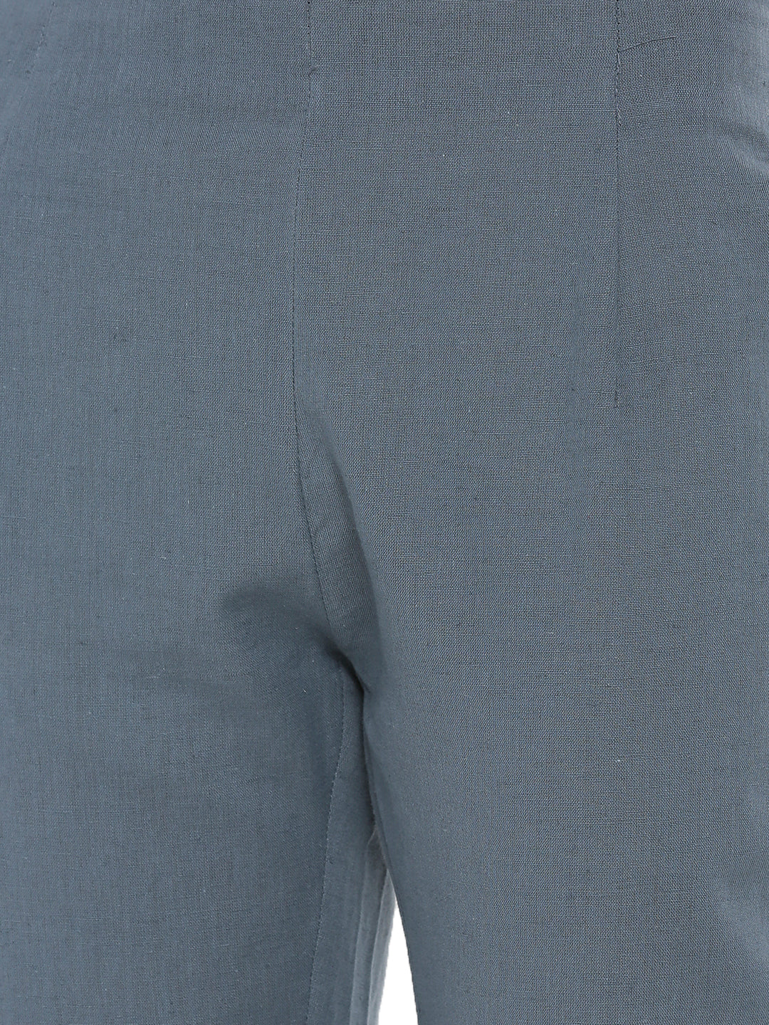 De Moza Ladies Cigarette Pant Woven Bottom Solid Cotton Flex Dark Grey - De Moza (6643687030847)