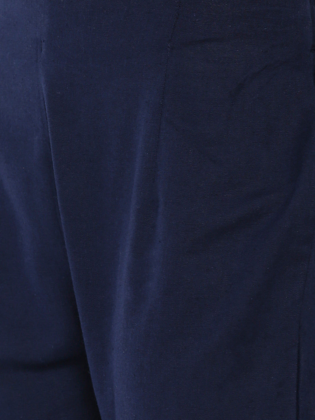 De Moza Ladies Cigarette Pant Woven Bottom Solid Cotton Navy Blue - De Moza (6643687456831)