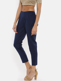 De Moza Women's Cigarette Pant Navy Blue