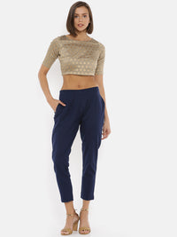 De Moza Women's Cigarette Pant Navy Blue
