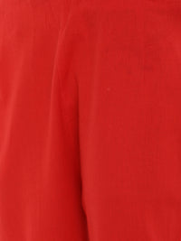 De Moza Ladies Cigarette Pant Woven Bottom Solid Cotton Flex Red - De Moza (6643686965311)