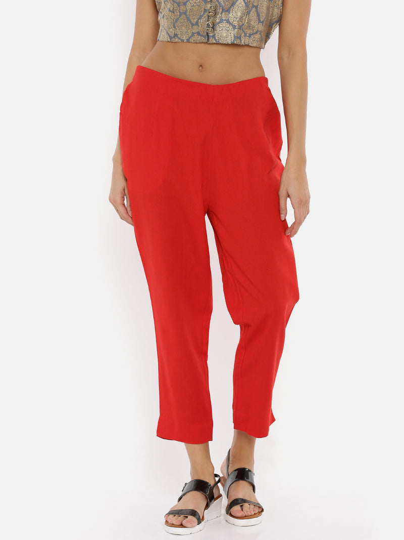De Moza Women's Cigarette Pant Red