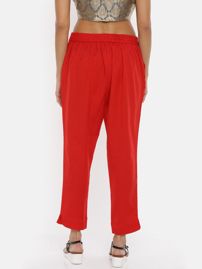 De Moza Women's Cigarette Pant Red