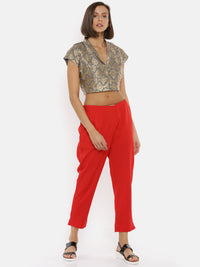 De Moza Women's Cigarette Pant Red