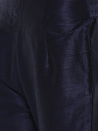 De Moza Ladies Cigarette Pant Woven Bottom Solid Polyester Dark Navy Blue - De Moza (6643687227455)