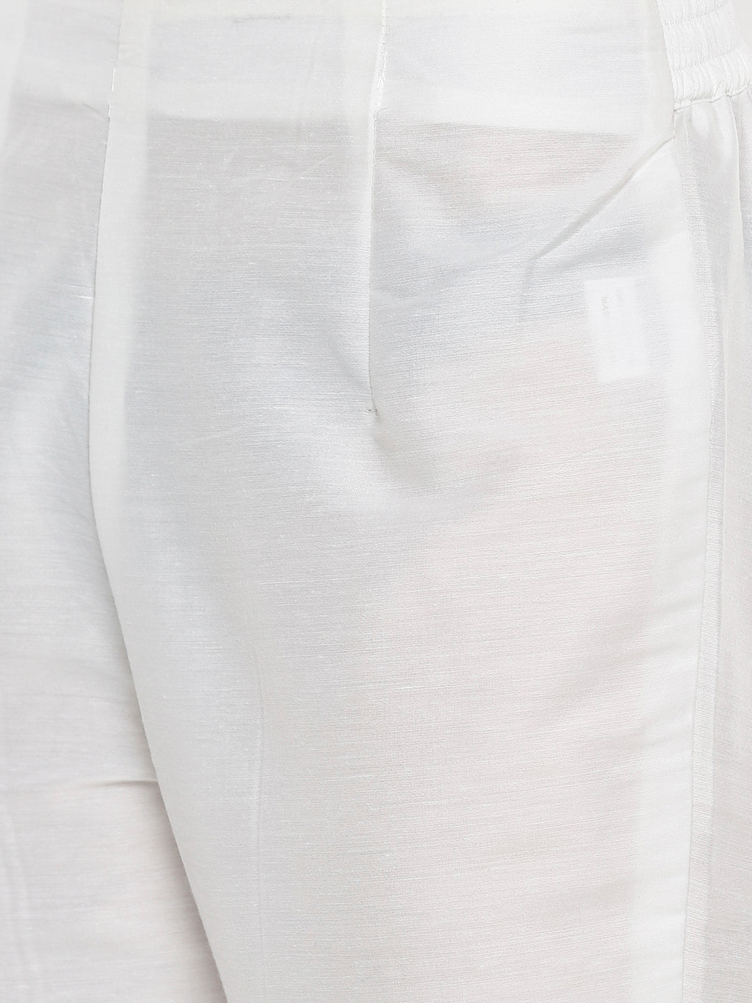 De Moza Ladies Cigarette Pant Woven Bottom Solid Polyester Offwhite - De Moza (6643687063615)