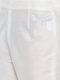 De Moza Ladies Cigarette Pant Woven Bottom Solid Polyester Offwhite - De Moza (6643687063615)