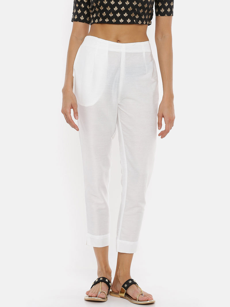 De Moza Women's Cigarette Pant OffWhite