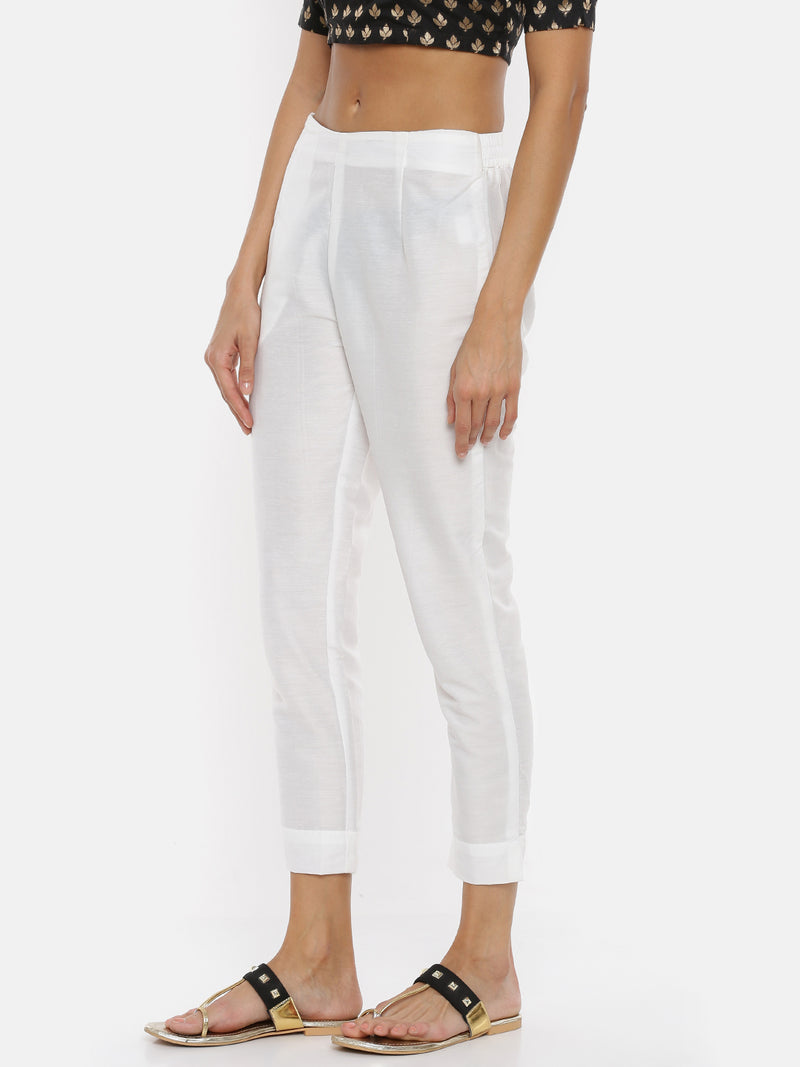 De Moza Women's Cigarette Pant OffWhite