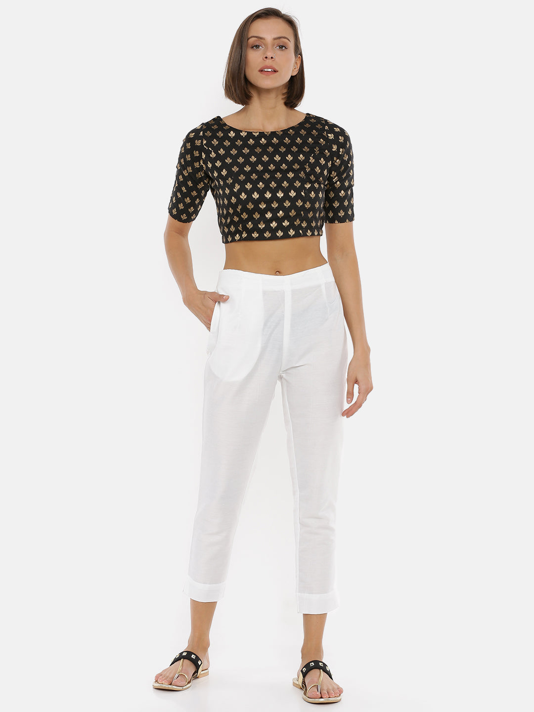 De Moza Women's Cigarette Pant OffWhite