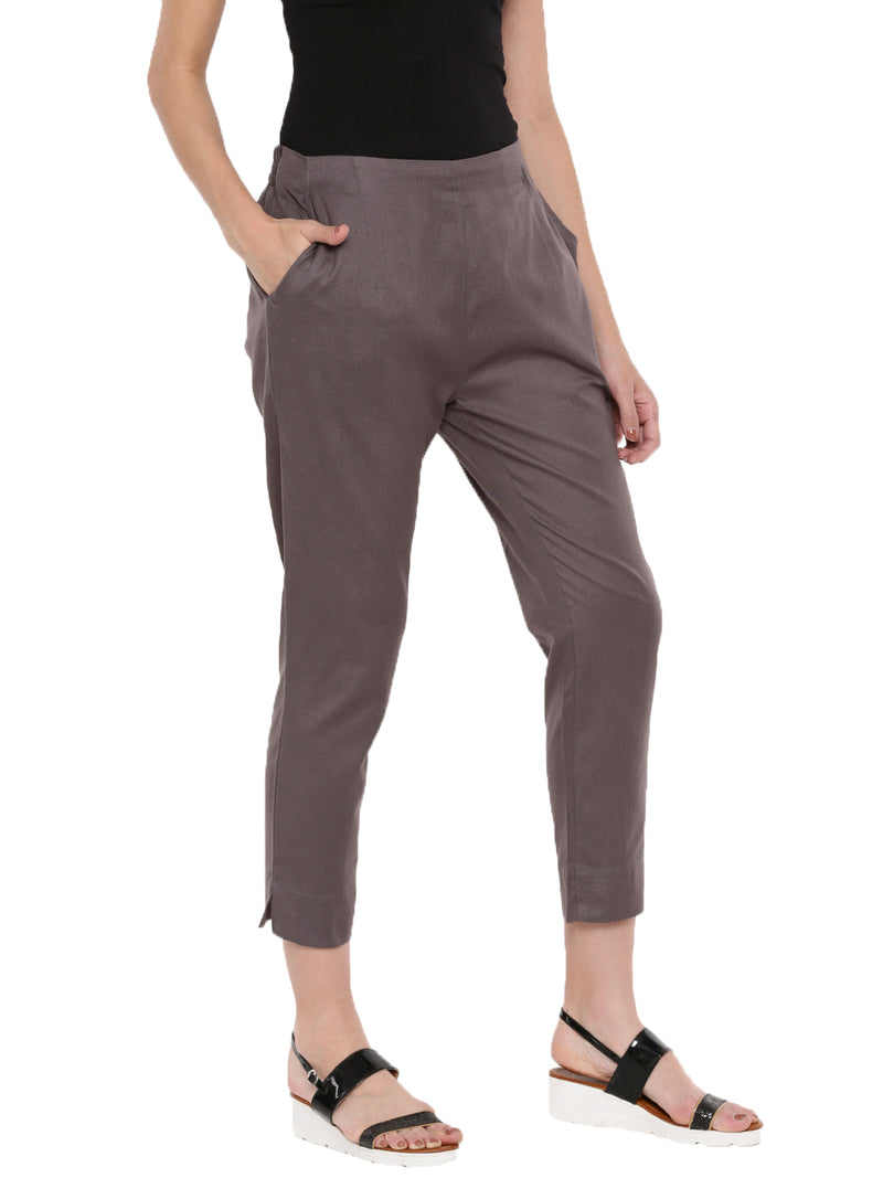 De Moza Women's Cigarette Pant Dark Grey