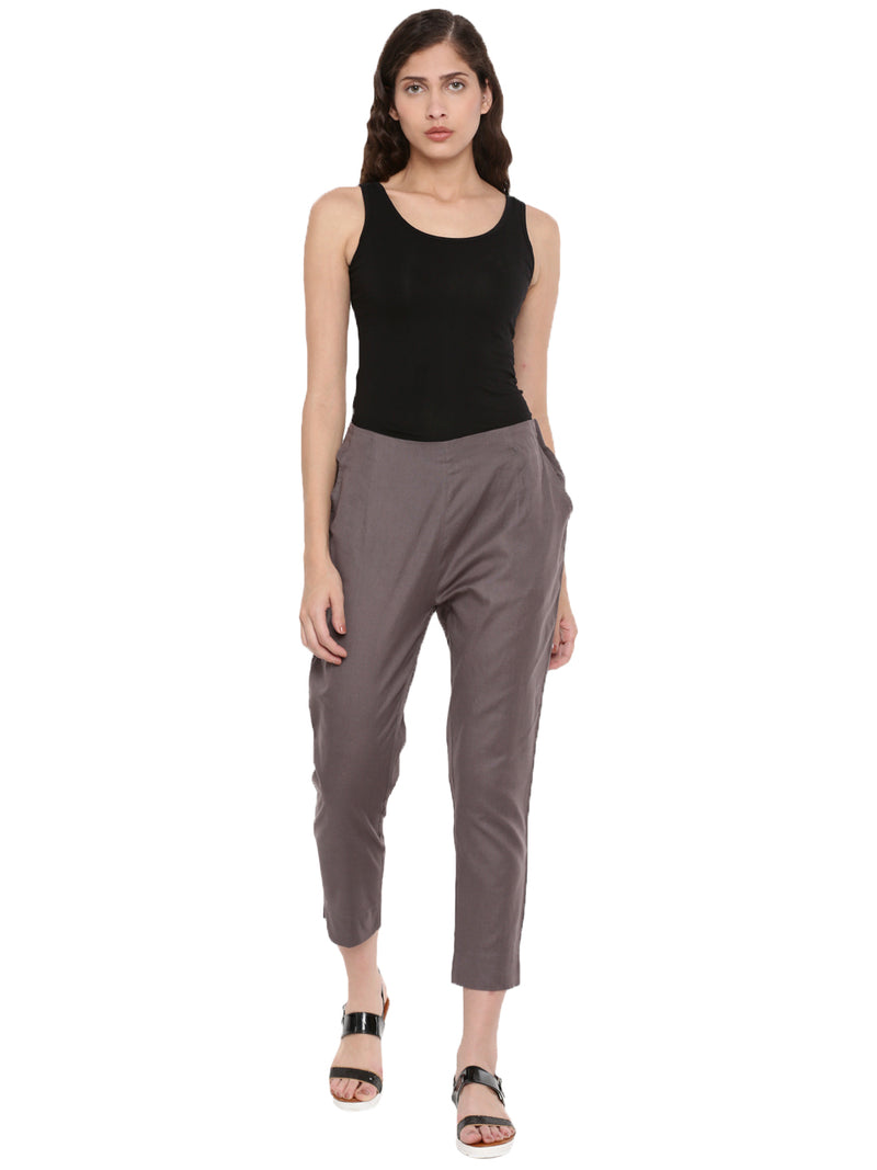 De Moza Women's Cigarette Pant Dark Grey