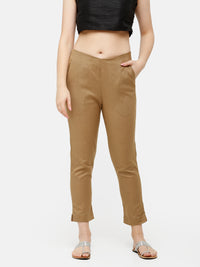 De Moza Women's Cigarette Pant Golden Beige