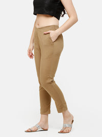 De Moza Women's Cigarette Pant Golden Beige