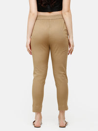 De Moza Women's Cigarette Pant Golden Beige