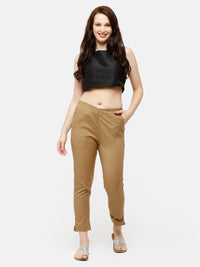 De Moza Women's Cigarette Pant Golden Beige