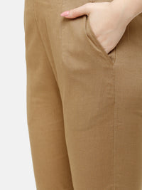 De Moza Women's Cigarette Pant Golden Beige