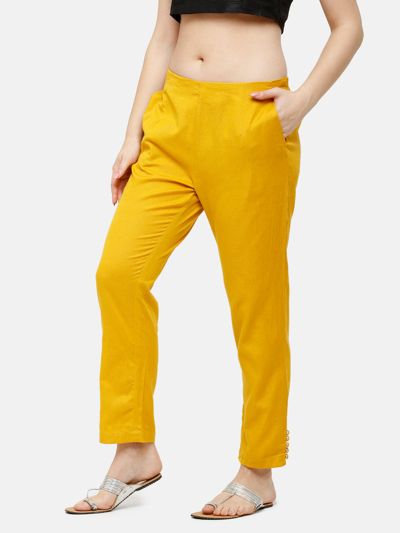 De Moza Women's Cigarette Pant Mustard