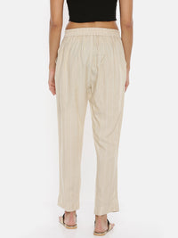De Moza Women's Cigarette Pant Yarn Dyed Rayon Beige - De Moza (4465242275903)
