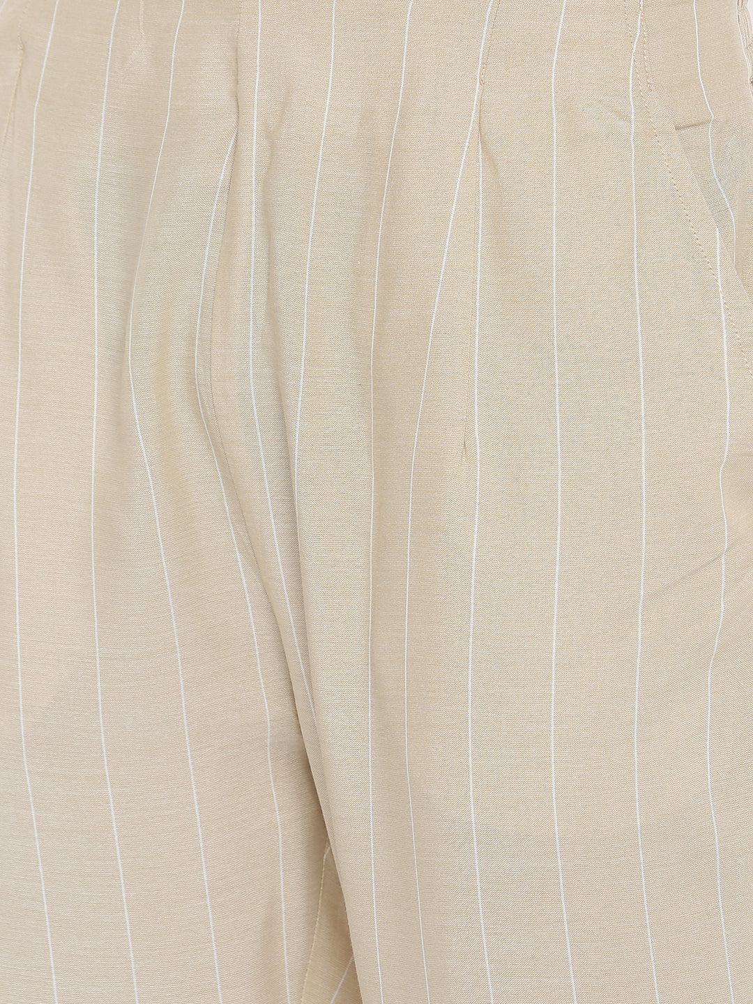 De Moza Women's Cigarette Pant Yarn Dyed Rayon Beige - De Moza (4465242275903)