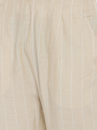 De Moza Women's Cigarette Pant Yarn Dyed Rayon Beige - De Moza (4465242275903)