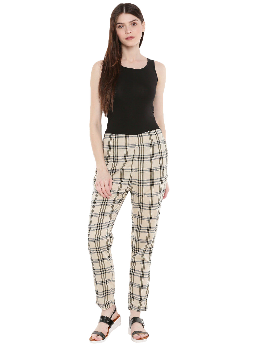 De Moza- Ladies Beige Cigarette Pant - De Moza (1668666490943)