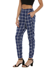 De Moza Women's Cigarette Pant Yarn Dyed Rayon Navy Blue - De Moza (4465242308671)