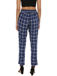 De Moza Women's Cigarette Pant Yarn Dyed Rayon Navy Blue - De Moza (4465242308671)