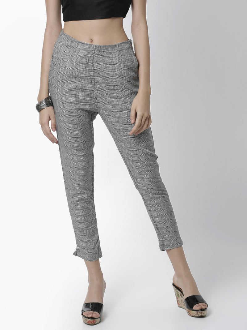 De Moza Women's Cigarette Pant Woven Bottom Yarn Dyed Rayon Black - De Moza (4461737705535)