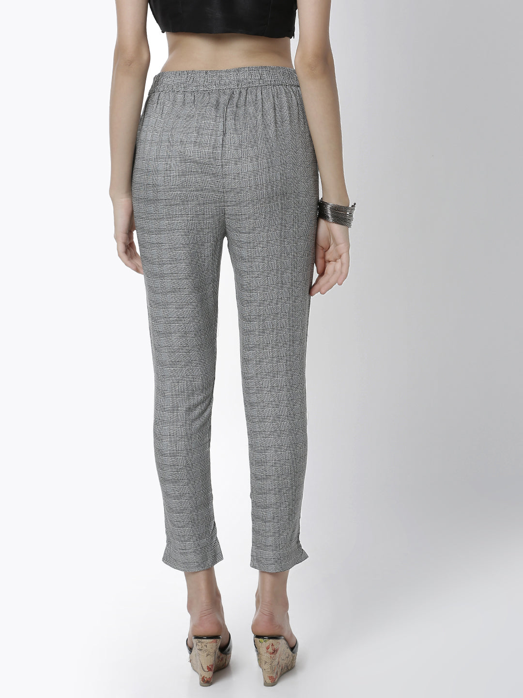 De Moza Women's Cigarette Pant Woven Bottom Yarn Dyed Rayon Black - De Moza (4461737705535)