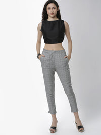 De Moza Women's Cigarette Pant Woven Bottom Yarn Dyed Rayon Black - De Moza (4461737705535)