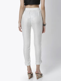 De Moza Women's Cigarette Pant Woven Bottom Yarn Dyed Rayon Light Grey - De Moza (4461737738303)