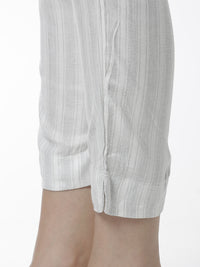 De Moza Women's Cigarette Pant Woven Bottom Yarn Dyed Rayon Light Grey - De Moza (4461737738303)
