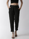 De Moza Women's Cigarette Pant Woven Bottom StripedRayon Black - De Moza (4499733315647)