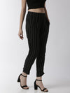 De Moza Women's Cigarette Pant Woven Bottom StripedRayon Black - De Moza (4499733315647)