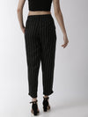 De Moza Women's Cigarette Pant Woven Bottom StripedRayon Black - De Moza (4499733315647)