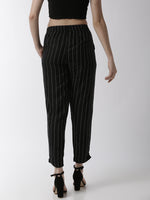 De Moza Women's Cigarette Pant Woven Bottom StripedRayon Black - De Moza (4499733315647)