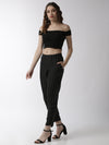 De Moza Women's Cigarette Pant Woven Bottom StripedRayon Black - De Moza (4499733315647)