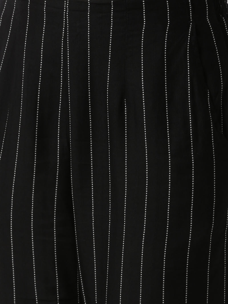 De Moza Women's Cigarette Pant Woven Bottom StripedRayon Black - De Moza (4499733315647)