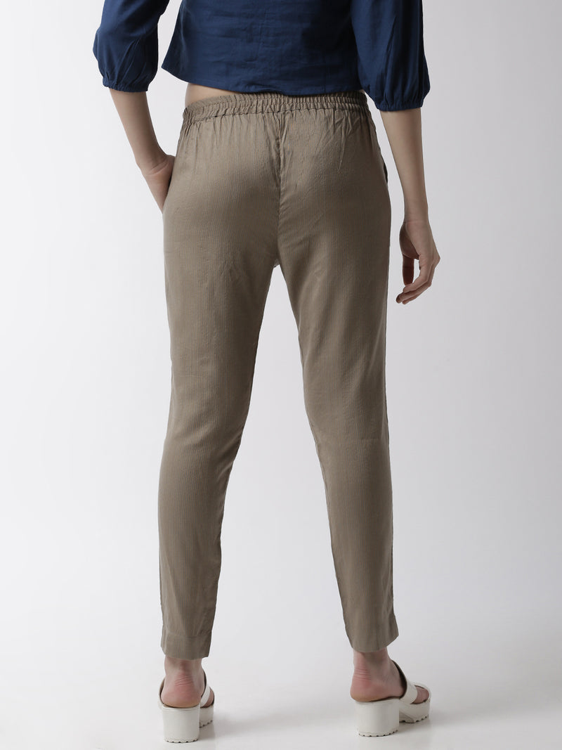 De Moza Women's Cigarette Pant Woven Bottom StripedRayon Teal - De Moza (4499733446719)