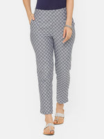 De Moza women's Cigarette Pant Woven Bottom Yarn Dyed Cotton Steel Blue - De Moza (4704709083199)