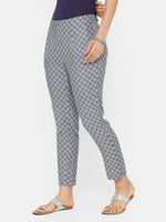 De Moza women's Cigarette Pant Woven Bottom Yarn Dyed Cotton Steel Blue - De Moza (4704709083199)