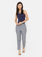 De Moza women's Cigarette Pant Woven Bottom Yarn Dyed Cotton Steel Blue - De Moza (4704709083199)
