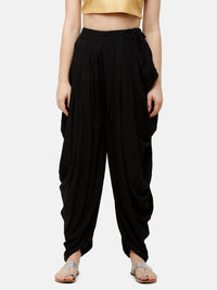 De Moza Women's Dhoti Pant Woven Bottom All Over Print Rayon Black - De Moza (4885587296319)