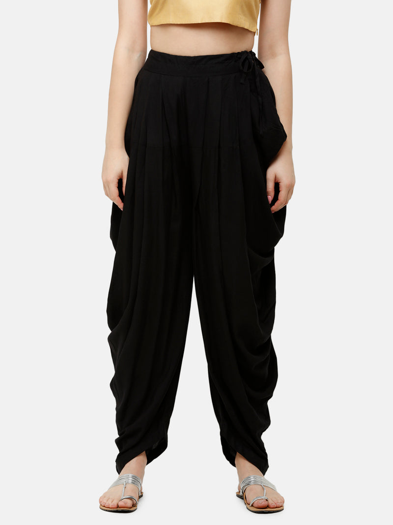 De Moza Women's Dhoti Pant Woven Bottom All Over Print Rayon Black - De Moza (4885587296319)