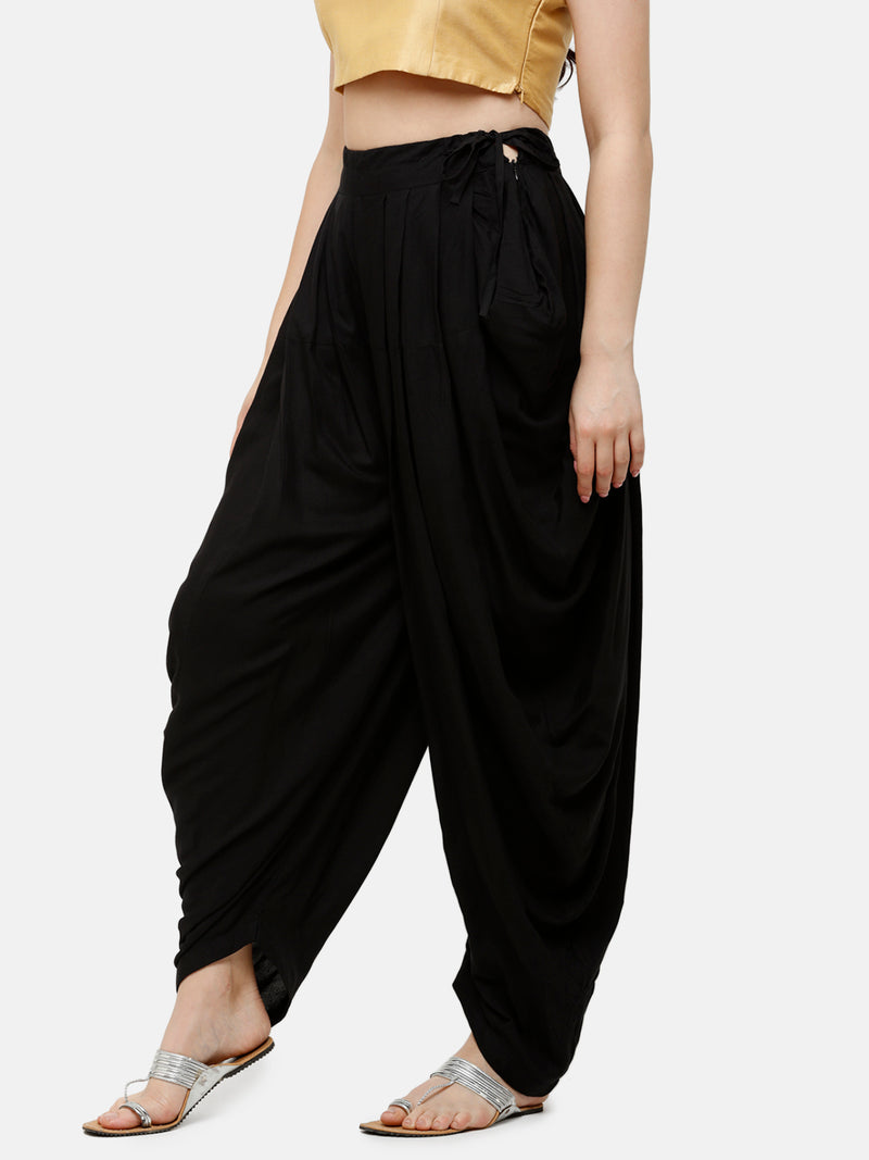 De Moza Women's Dhoti Pant Woven Bottom All Over Print Rayon Black - De Moza (4885587296319)