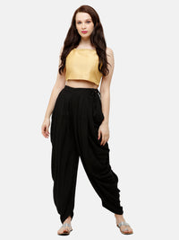 De Moza Women's Dhoti Pant Woven Bottom All Over Print Rayon Black - De Moza (4885587296319)