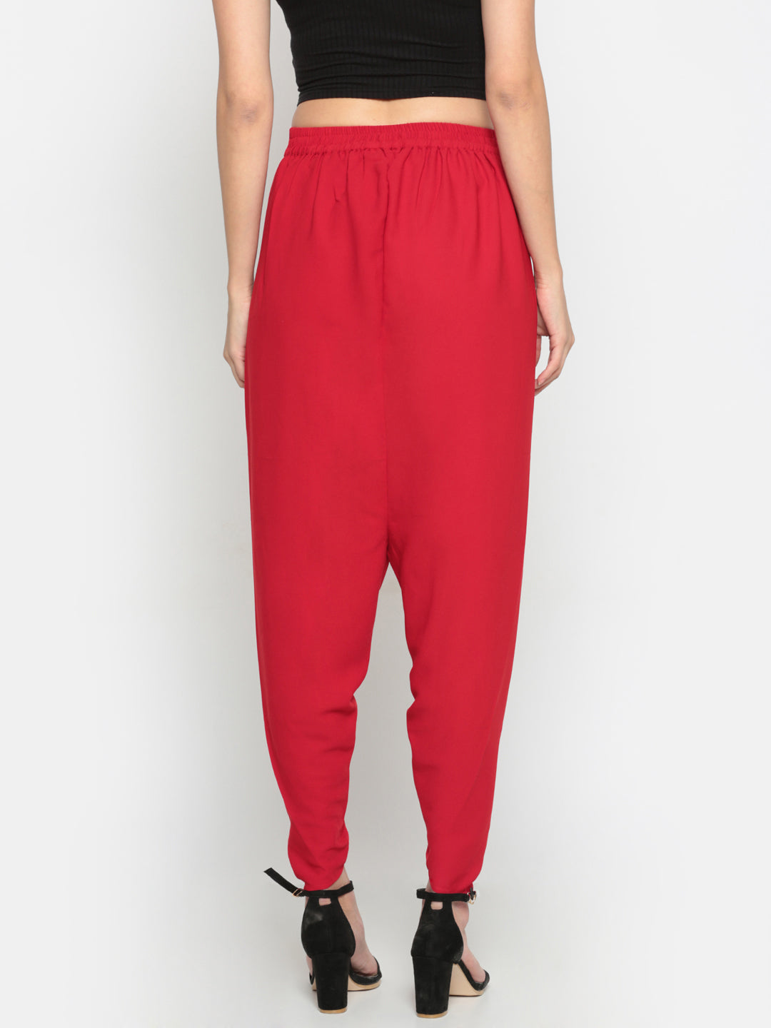 De Moza Ladies Solid Dhoti Pant Red - De Moza (682019881023)