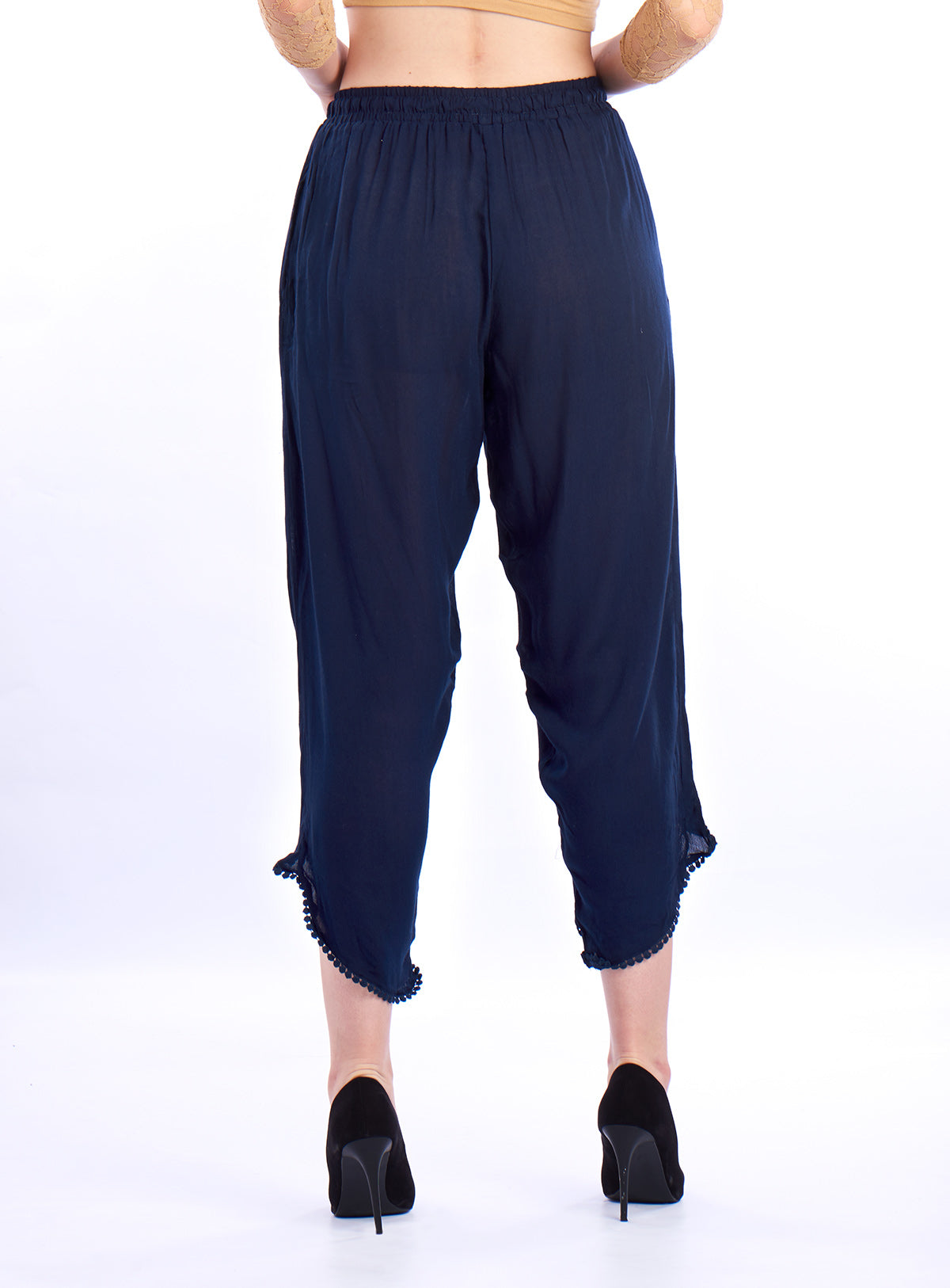 De Moza- Ladies Dhoti Pant Solid Navy Blue - De Moza (1550709063743)
