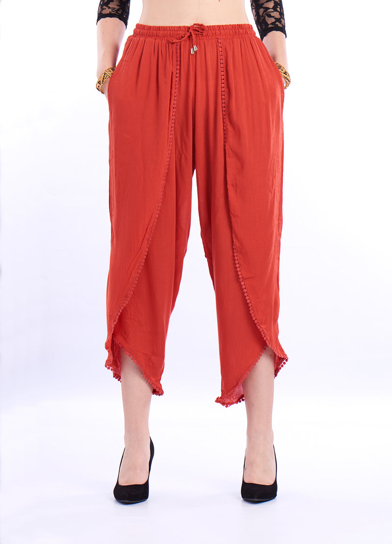 De Moza- Ladies Dhoti Pant Solid Rust Orange - De Moza (1550697889855)